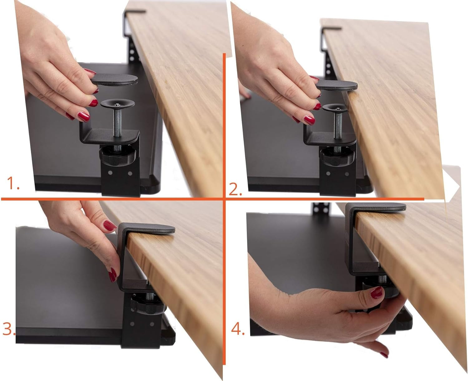 Large Clamp-On Retractable Adjustable Height under Desk Keyboard Tray | for Desks up to 1.5" (Large, 33" Wide)
