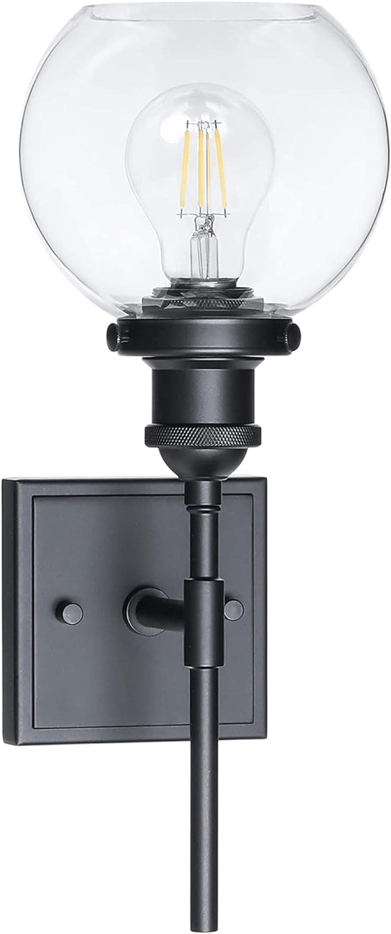 Black Wall Light, 1 Light Globe Bath Sconce Lighting Modern Wall Mounted Light for Kitchen & Bathroom XB-W1275-1-MB