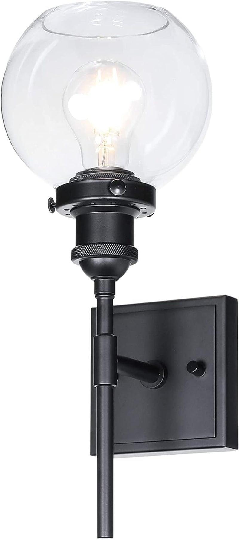 Black Wall Light, 1 Light Globe Bath Sconce Lighting Modern Wall Mounted Light for Kitchen & Bathroom XB-W1275-1-MB