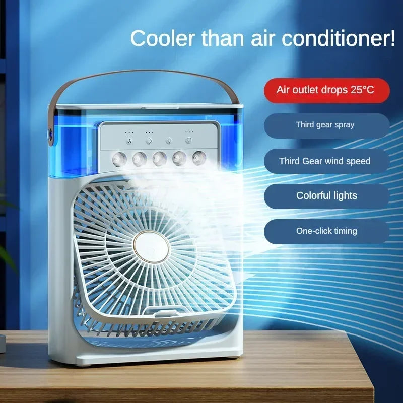 Portable Air Conditioning Fan 5-Hole Spray Humidified USB Quiet Mobile Air Conditioner Cooling Cooler Fan for Desktop Office