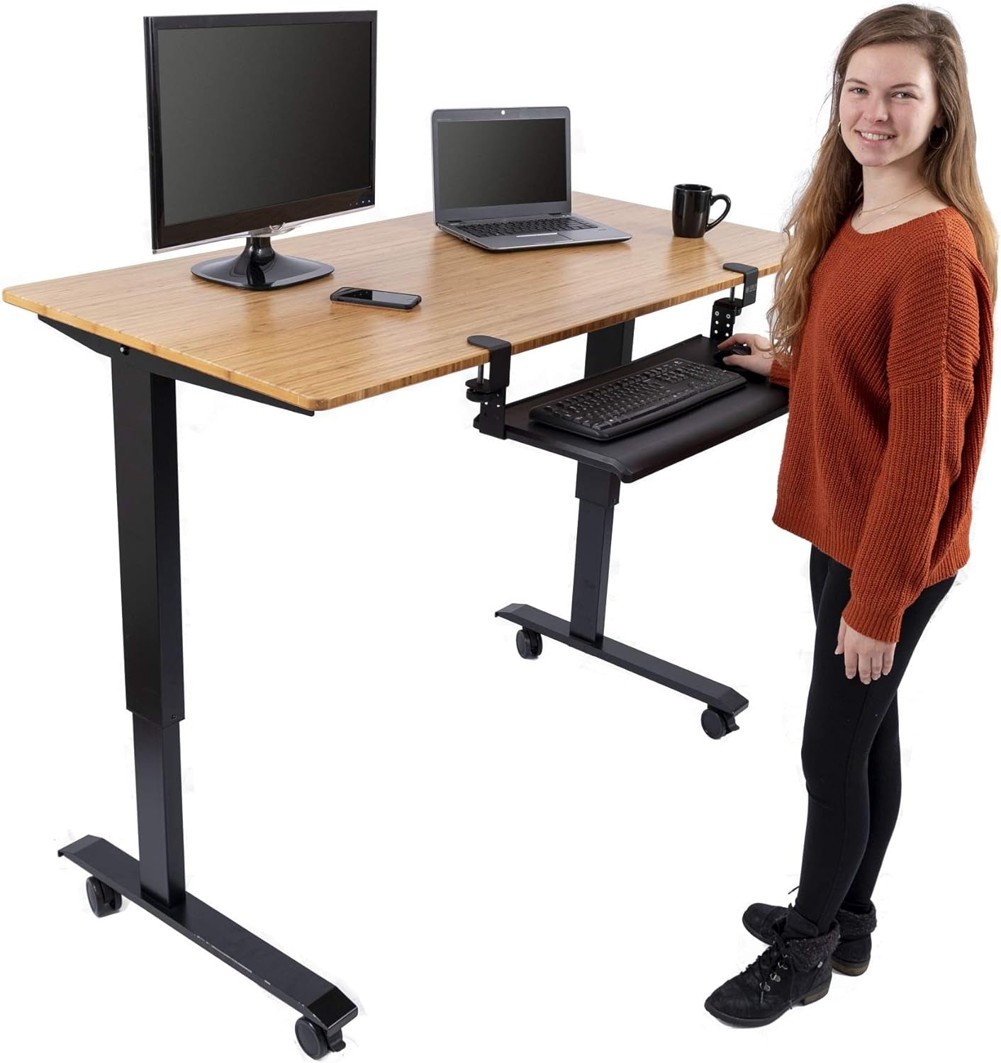 Large Clamp-On Retractable Adjustable Height under Desk Keyboard Tray | for Desks up to 1.5" (Large, 33" Wide)